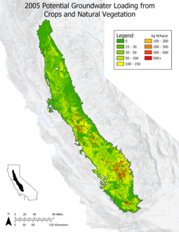 2005 Potential Groundwater Loading from Crops and Natural Vegetation